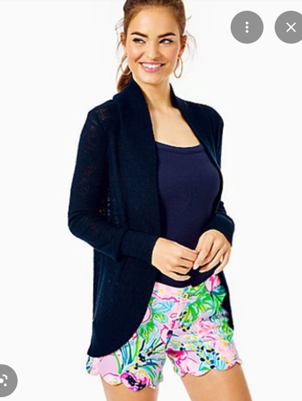 Lilly Pulitzer Amalie Navy Open-Front Cardigan